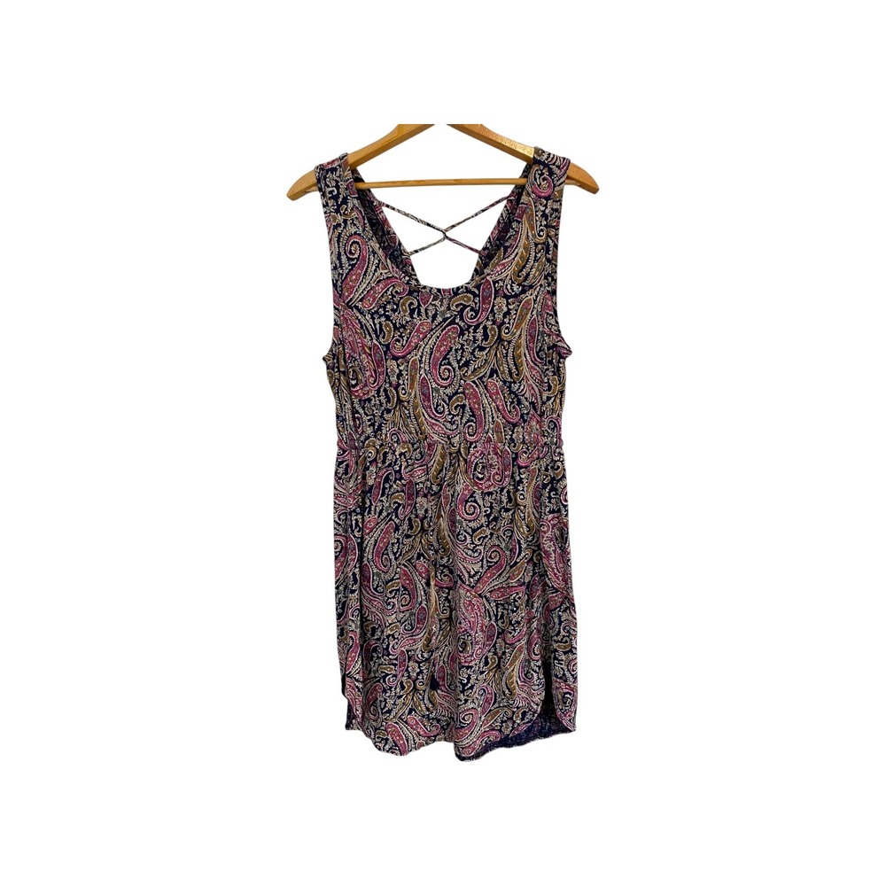 Lucky Brand Paisley Print Dress Criss Cross Back Sleeveless Medium‎